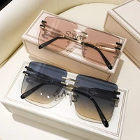 2022 new rectangular metal sunglasses for men and women vintage luxury brand designer fashion glasses y2k festival accessories