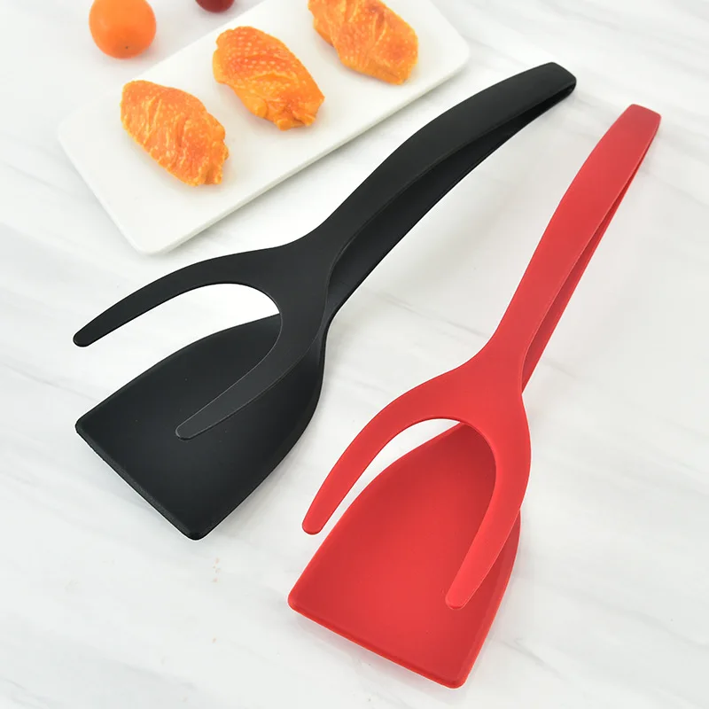 

1Pcs Non-stick 2 In 1 Omelet Spatula Red/Black Multipurpose Food Clips PP Cooking Tool Kitchen Accessories