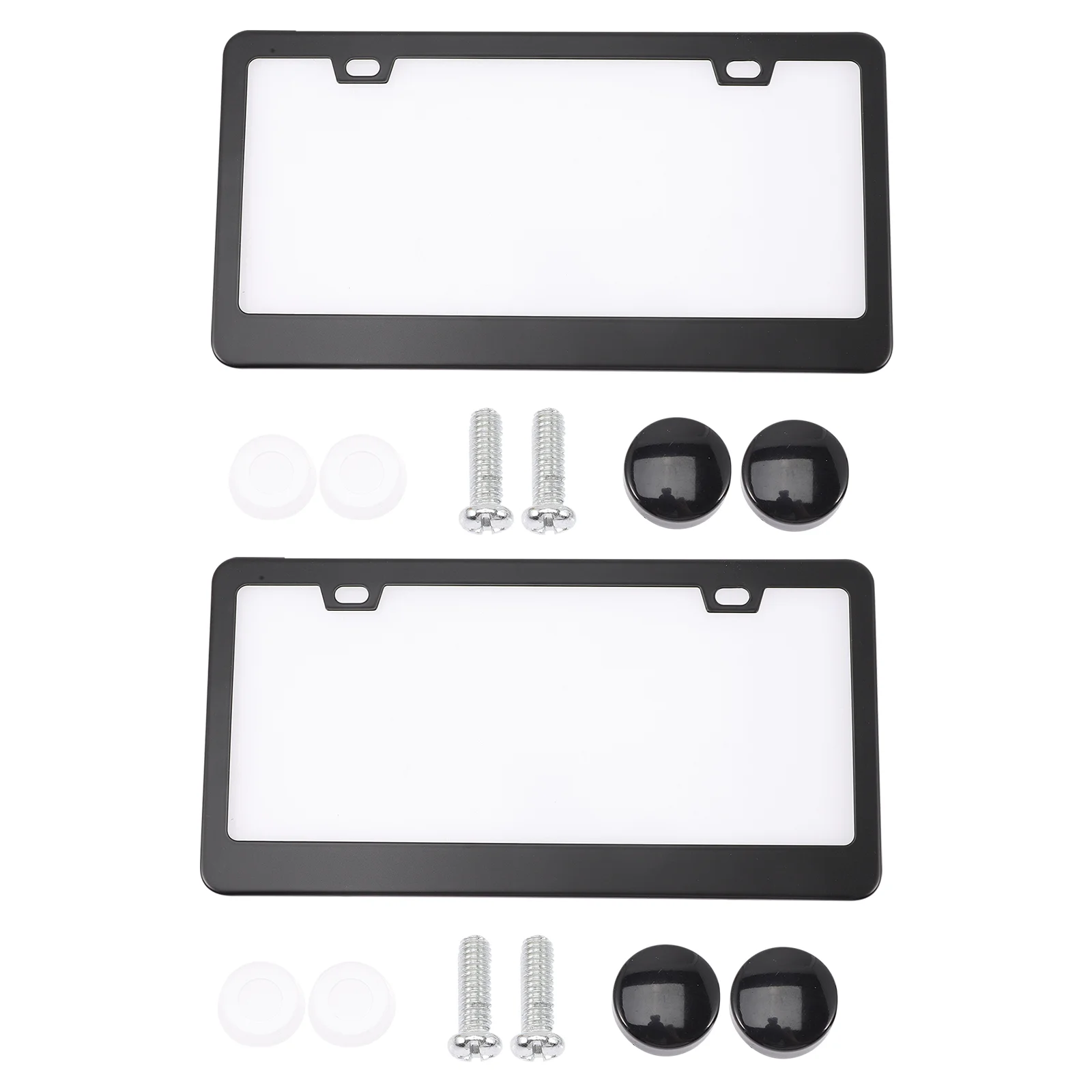 

2 Pcs Car License Plate Frame Black Frames American Style Cover Aluminum Alloy Holder