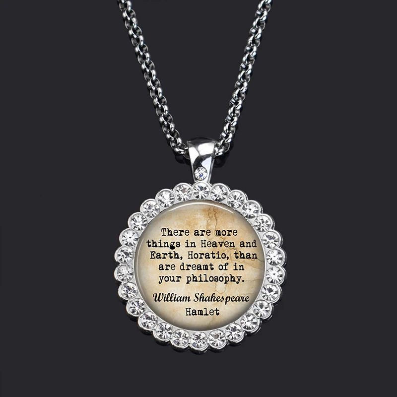 Цитата Шекспира ожерелье с подвеской-кабошоном из стекла вдохновляющими