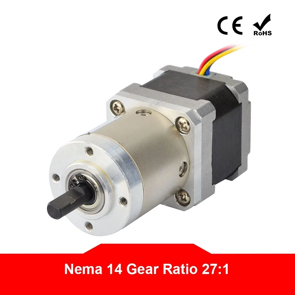 

Шаговый двигатель Nema 14 27:1, планетарный редуктор Nema14, редукторный шаговый двигатель L = 33 мм 0.8A для 3D-принтера/робота с ЧПУ