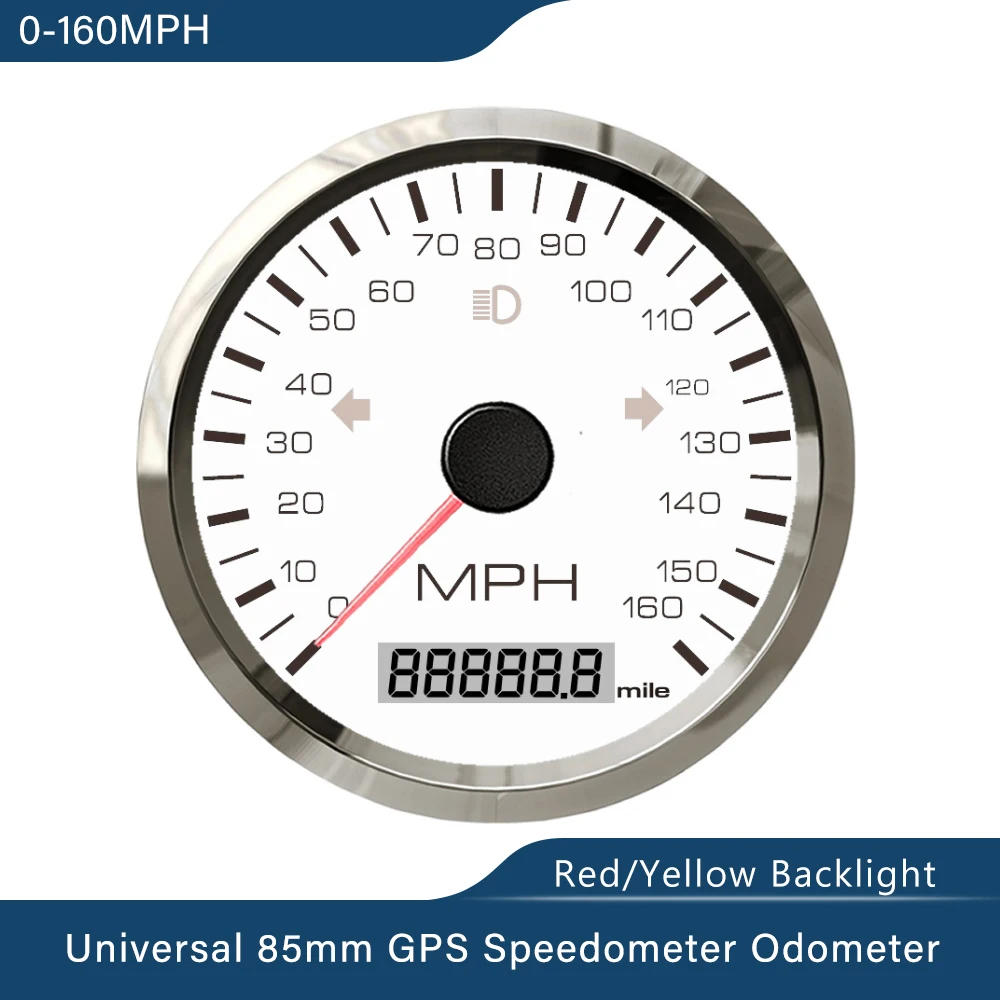 Новейший 85 мм GPS Спидометр 0-125 км/ч 0-160 0-200 общий пробег Регулируемый сигнал о