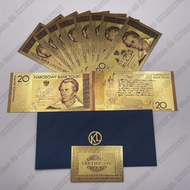 10 шт. красивые знаменитые польские сувенирные золотые банкноты на день рождения