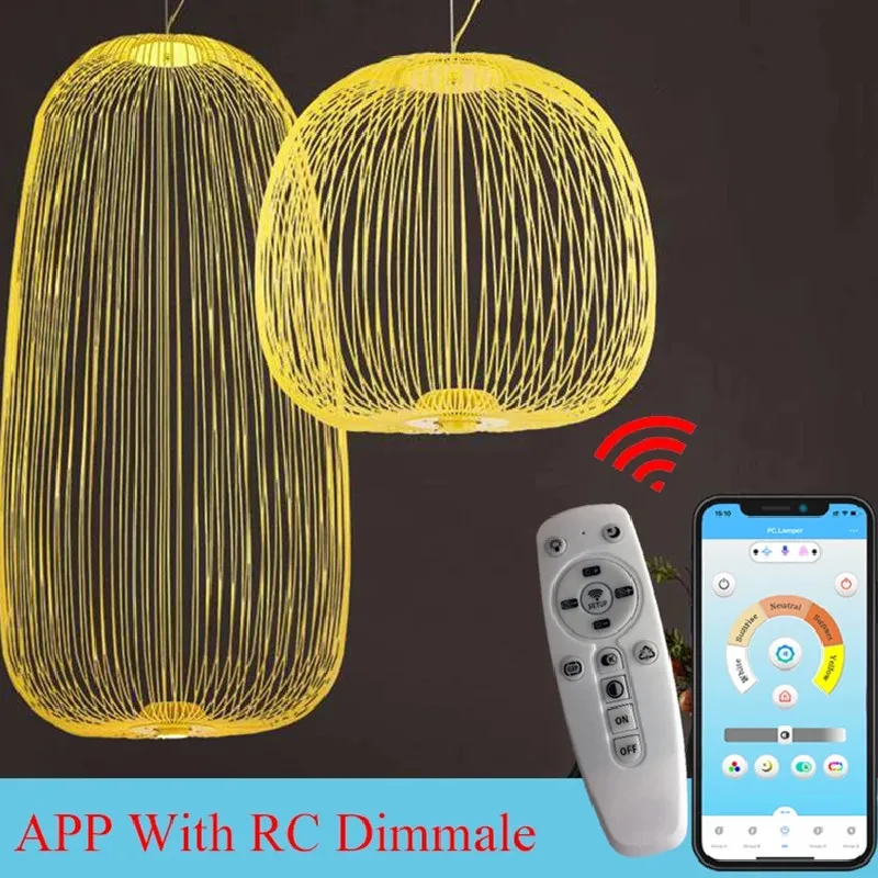 

Modern Remote Foscarini Spokes 1/2 LED Pendant Light Nordic Decor Industrial Bird Cage Pendant Lamp Lustre Suspension Fixtures