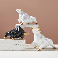 cow geometric creative ornaments black white green resin animal model nordic home decoration desk decoration gift resin charms