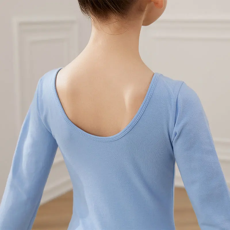 RUYBOZRY Kids Ballet Leotards Gymnastics Costume Long Sleeve Ballet Outfit For Girls Cotton Basic Ballet wear