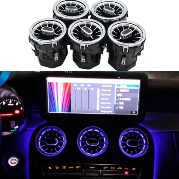 

3 12/64 colour Air vent luminous turbine air outlet nozzles neon light For Mercedes Benz C GLC class W205 X253 W222
