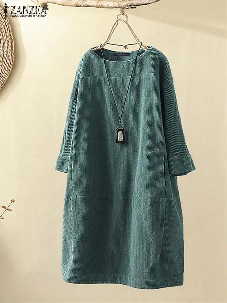 

Женское осеннее платье с капюшоном, сарафан ZANZEA, кафтан, вельветовое платье, повседневное короткое платье с длинным рукавом, Женские одното...
