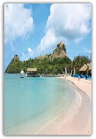 

Personalized Custom Metal Sign Pigeon Island in St Lucia with Beach Resort Vintage Metal Sign for Outdoor