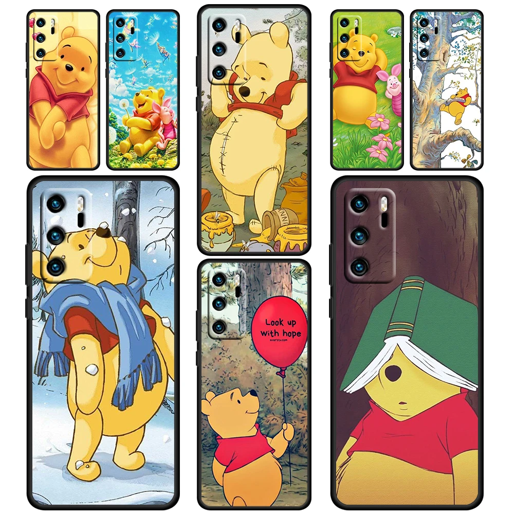 

Winnie the Pooh Disney Case For Huawei P50 P40 P30 P20 Lite 5G Nova Y70 Plus 9 SE Pro Y9S Soft Black Phone Cover Shell Core Capa