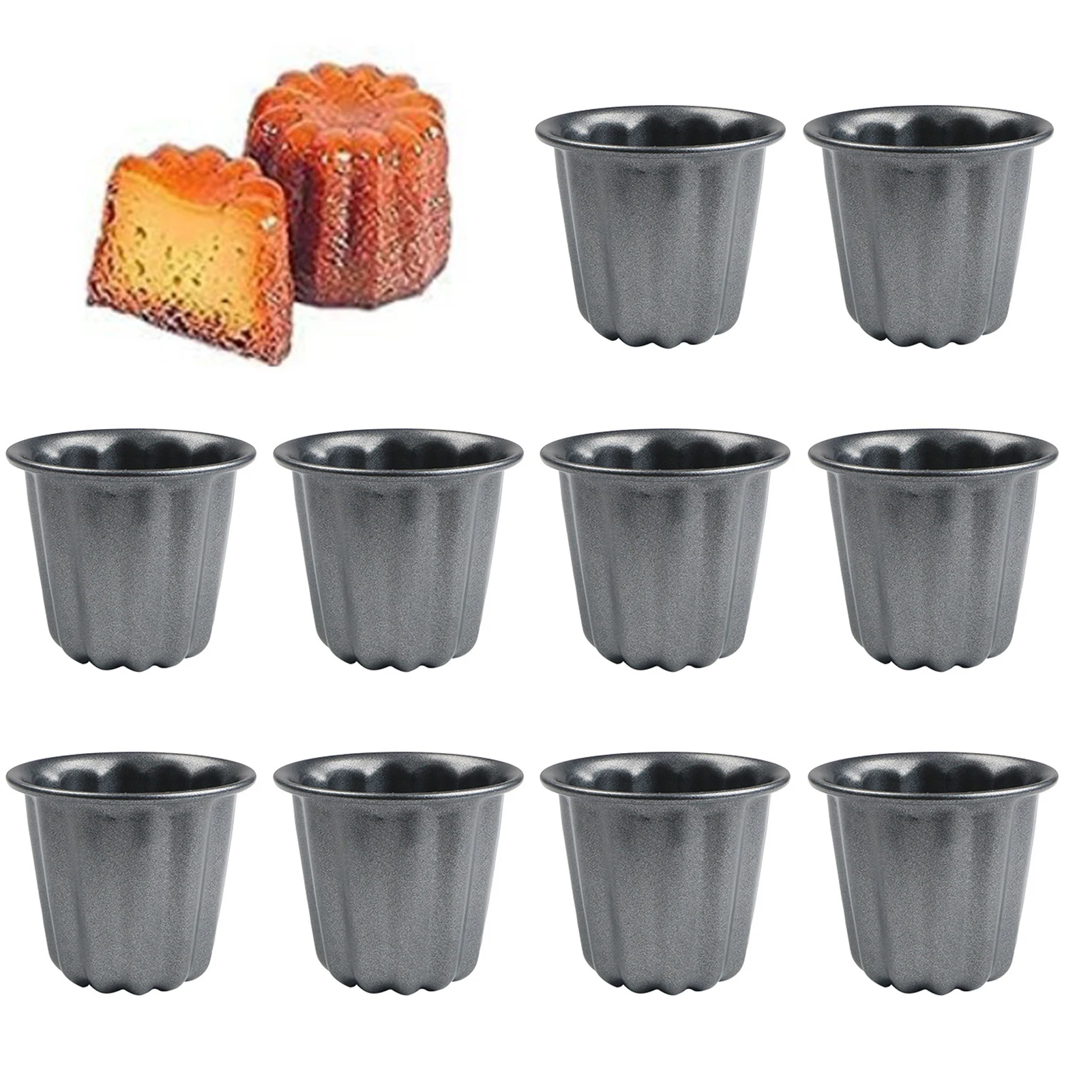 

10pcs Mini Baking Molds Set Carbon Steel Cake Pan Baking Molds Cookware Kitchen Supplies Mini Bakeware Cooking Tools For Muffin