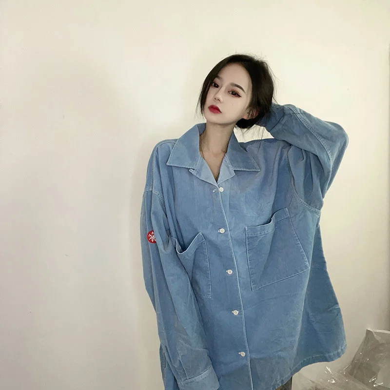 

Casual CAVEMPT Loose Men Women 1:1 High Quality Cav Empt C.E Blue Corduroy Shirt Jacket