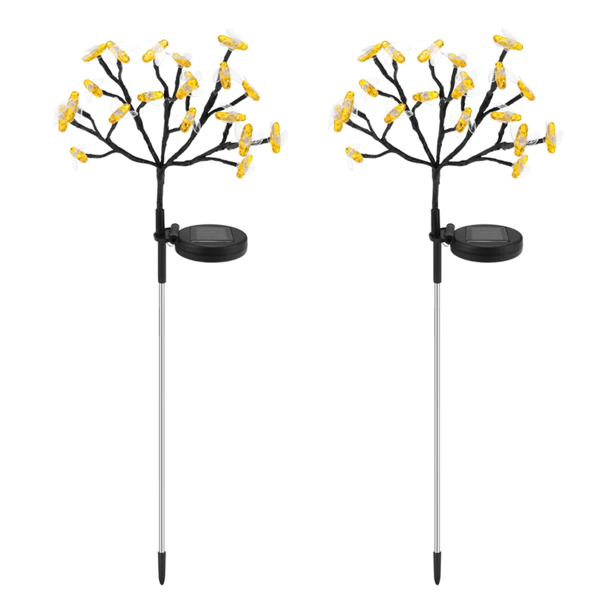 

NEW 2pcs Solar Bee Lights 20LEDs Solar Starburst Lights IP65 Waterproof Honey Bee Swaying Light Dusk to Dawn Auto On/Off