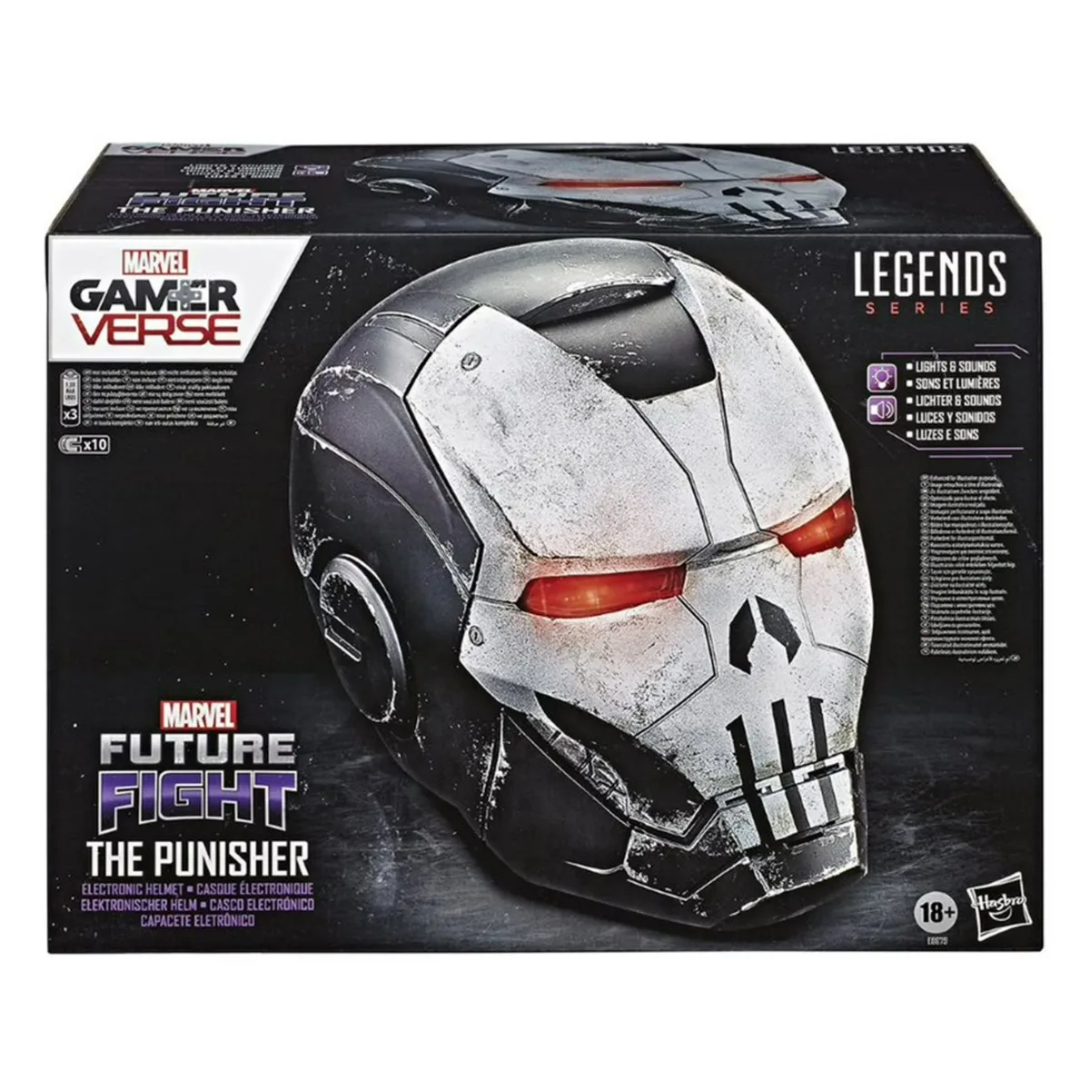 Фото Предзаказ: Электронный шлем Железного человека Hasbro Marvel Legends Gamerverse Punisher с эффектом боевых повреждений, для косплея на Хэллоуин, подарок на Рождество №1