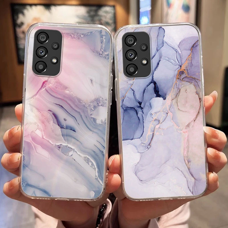 Элегантный пастельный мраморный чехол для телефона Samsung Galaxy A81 A73 A52 A52S A53 Note 10 Pro Lite