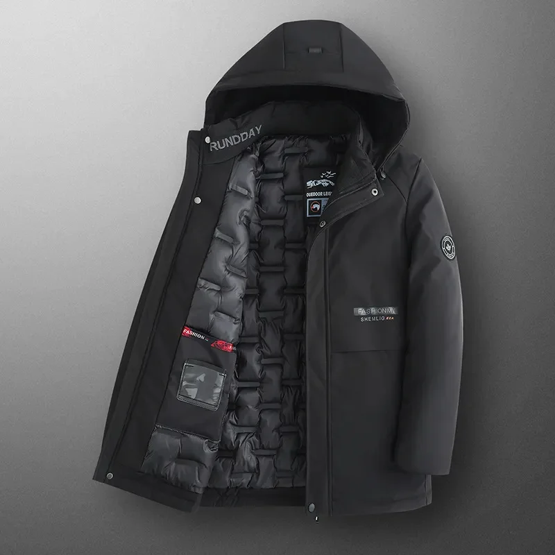 

2024 Brand Casual Fashion Thick Warm Jacket Coats Men Long Parka Winter With Hood Windbreaker Mens Clothing