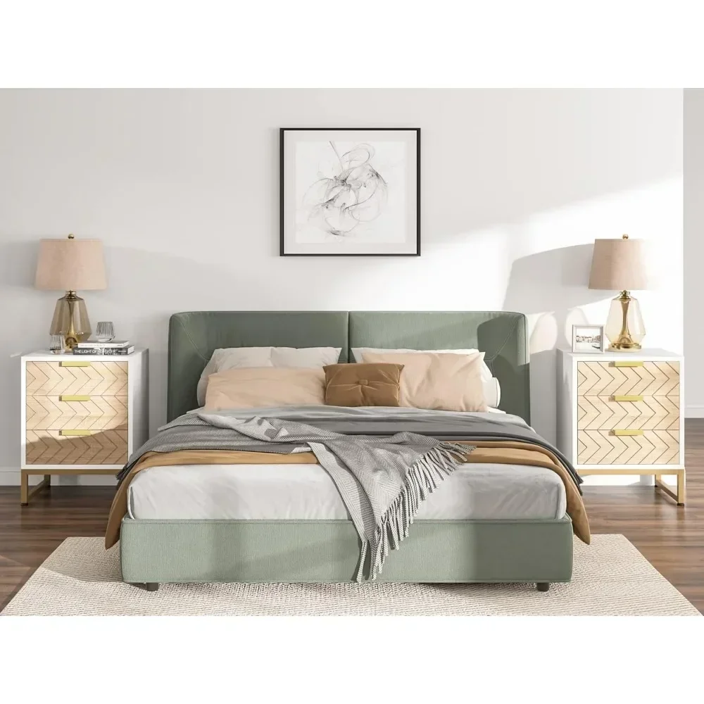 Набор из 2 прикроватных тумбочек современный прикроватный столик с 3 ящиками и