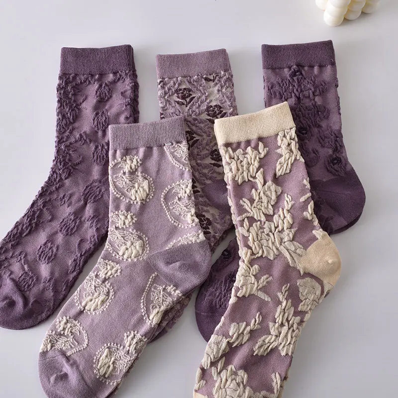 Women Winter Warm Thicken retro stripes Thermal Socks Soft Solid Color Black Home Sleeping Socks
