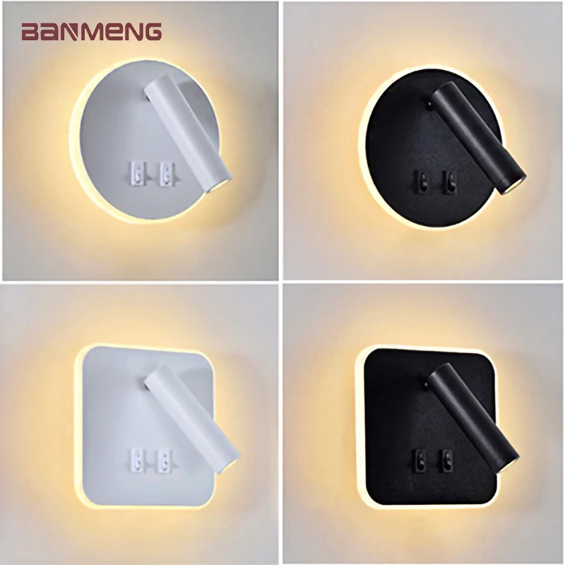 Светодиодный настенный светильник с двумя переключатель вращающийся 8 Вт 3 110V 220V