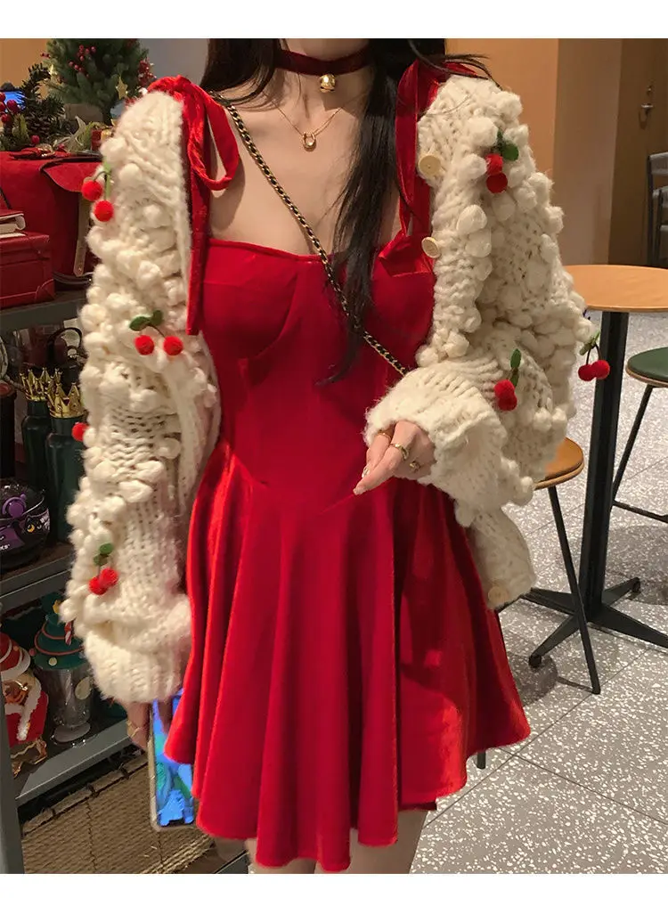 Свитер вязаный двухцветный с длинным рукавом y2k |