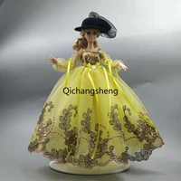 16 doll outfits floral yellow puff sleeve wedding dress for barbie clothes for barbie dolls accessories princess gown kids toys