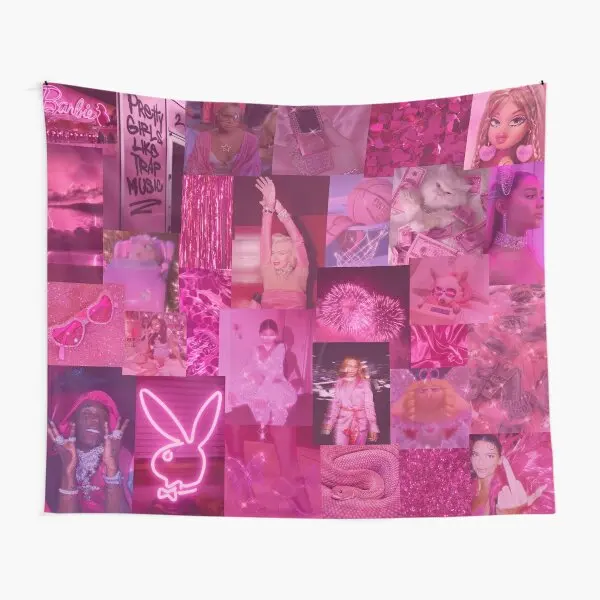 Ярко-розовый эстетический гобелен для коллажа спальни домашний коврик декор