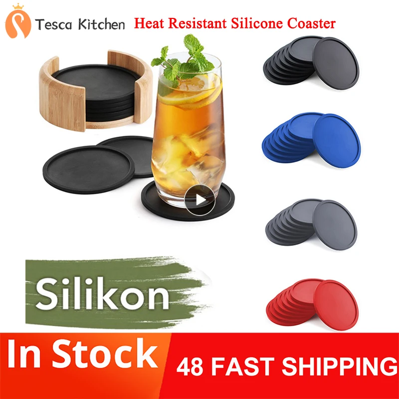 

Silicone Cup Mat Pad Table Decor Black Drinking Holder 1pc Coaster Kitchen Accessories Tools Heat Resistant Table Placemats