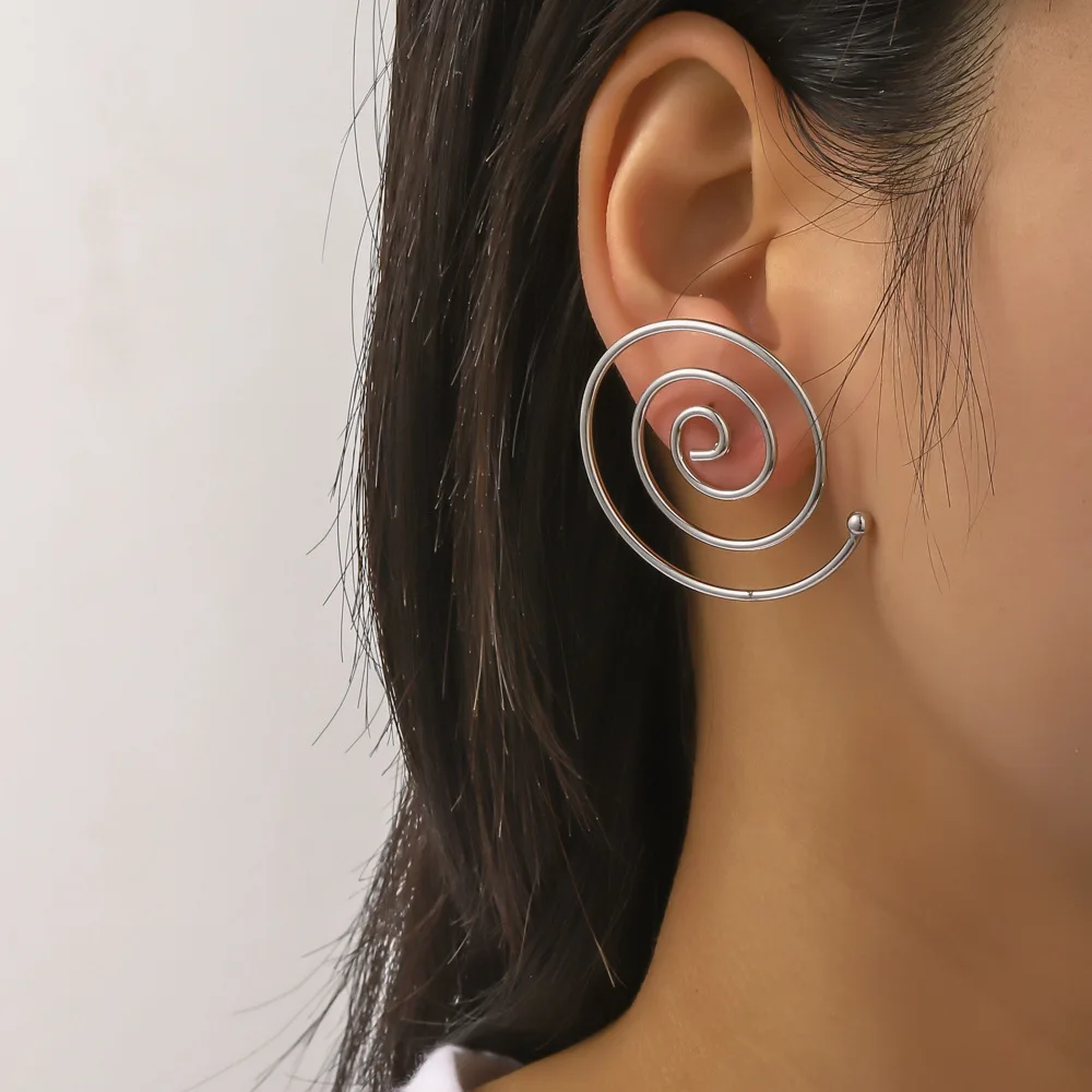 

Women Cute Unique Temperament Round Spiral Earrings Romantic Alloy Simplicity Aestheticism Geometric Dangler