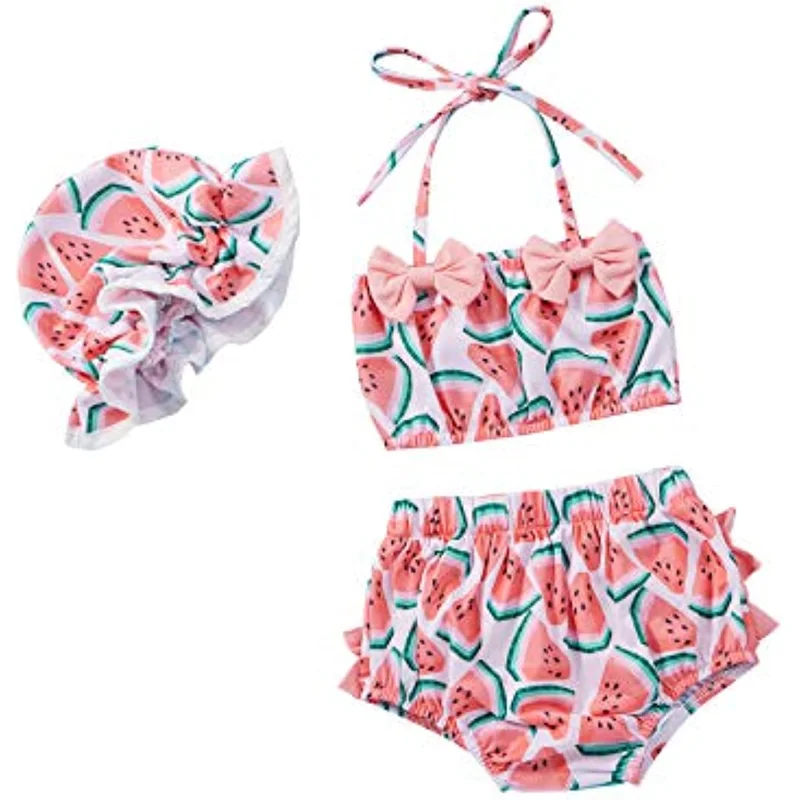 

Girl Swimsuits Infant Baby Girl Bathing Suit Bikini Sets Swimwear 3 Piece Summer Beach Outfit Top Shorts Hat