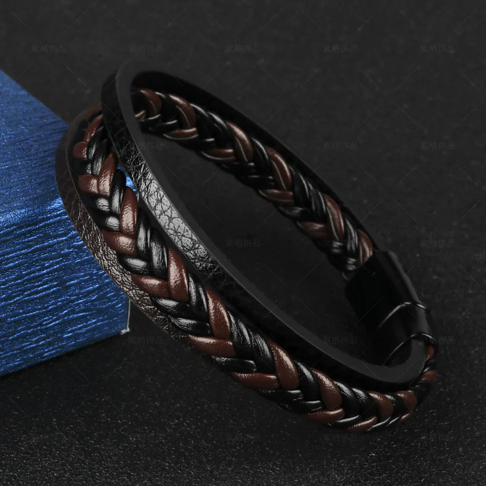 

Fashion Vintage PU Leather Bracelet Bangle Multi-Layer Alloy Woven Men Charm Braided Rope Bracelet Ethnic Bangle Jewelry Gift