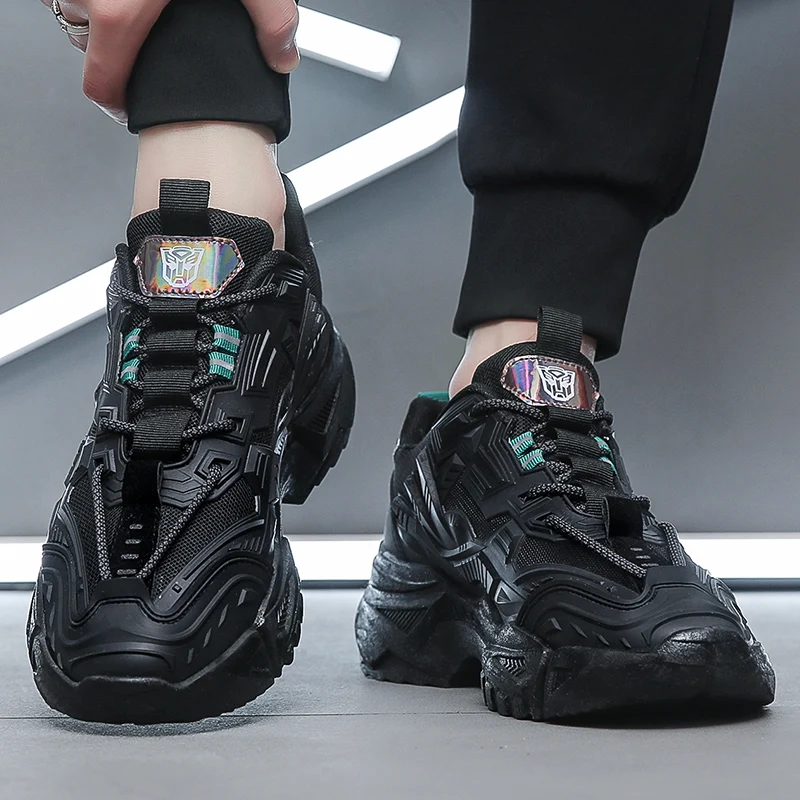 Chunky Sneakers Men Women Mecha Style Running Shoes Fashion Casual Leather Fabric Height Increased Platform Shoes