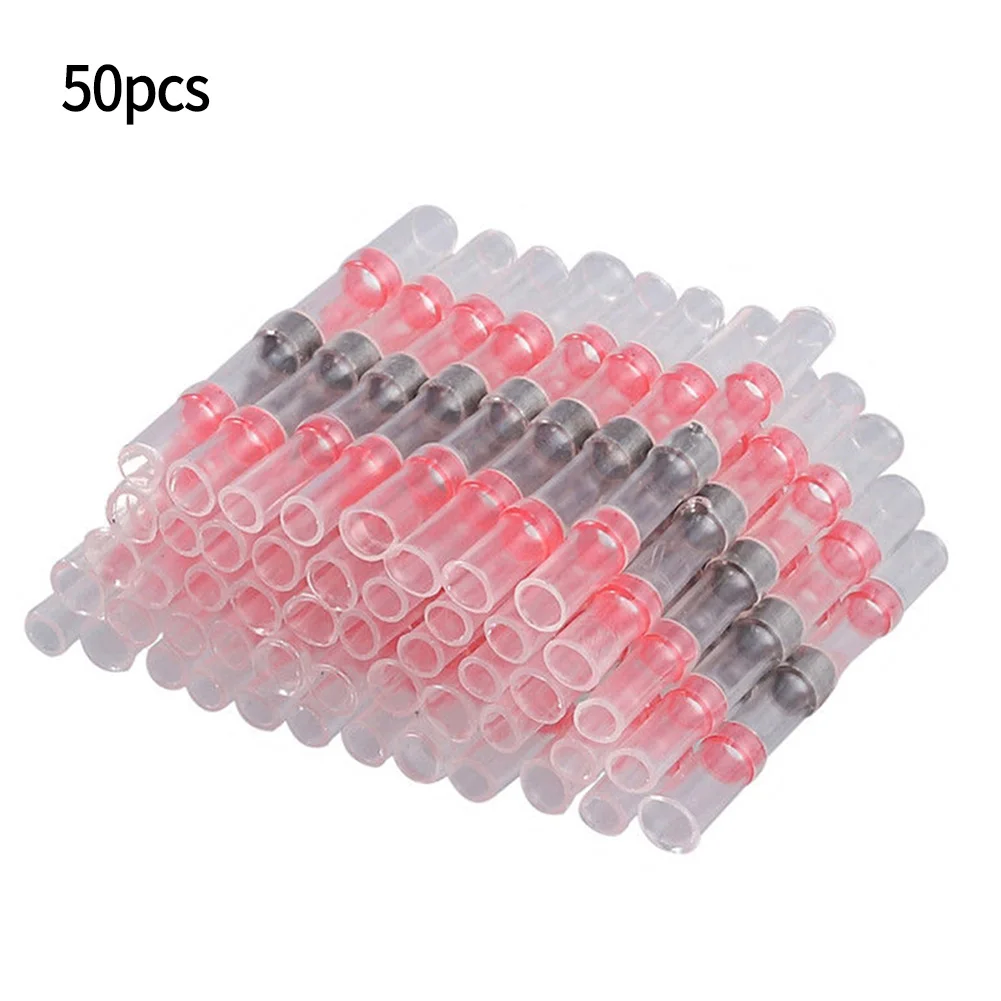 

50Pcs Waterproof Soldered Seal Heat Shrink Sleeve For Automotive Marine Insulated Butt Splices Wire Butt Terminals Connectors