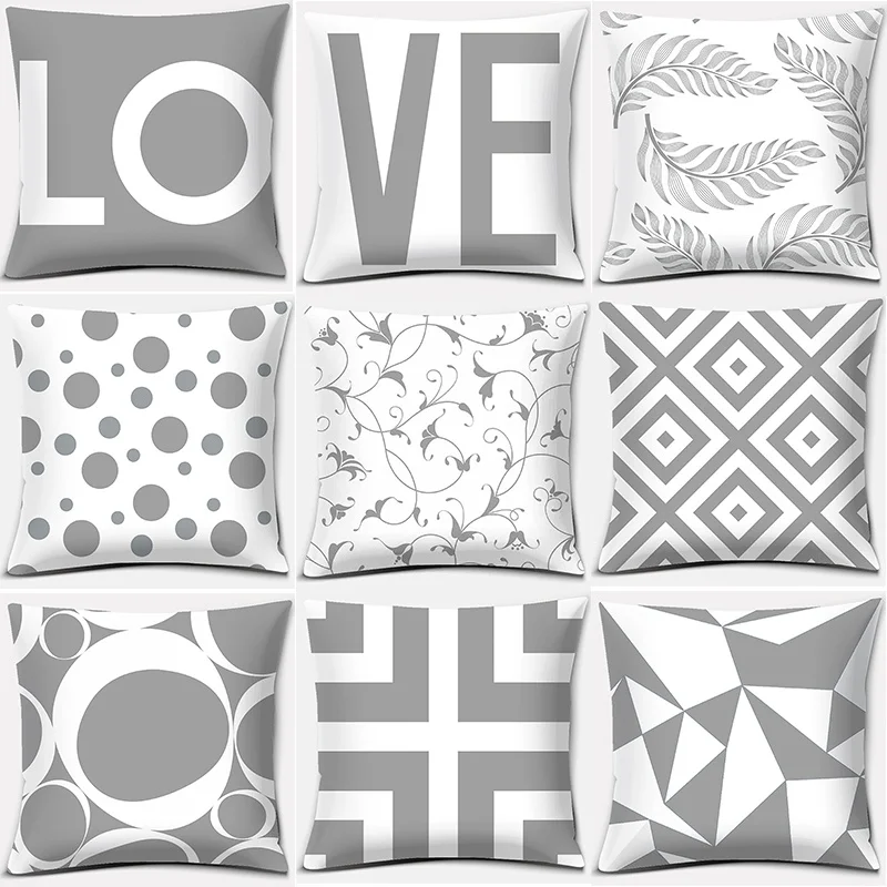 

Geometric Grey Graphic Collection Home Decor Pillowcase Square Pillowcase Home Office Decor