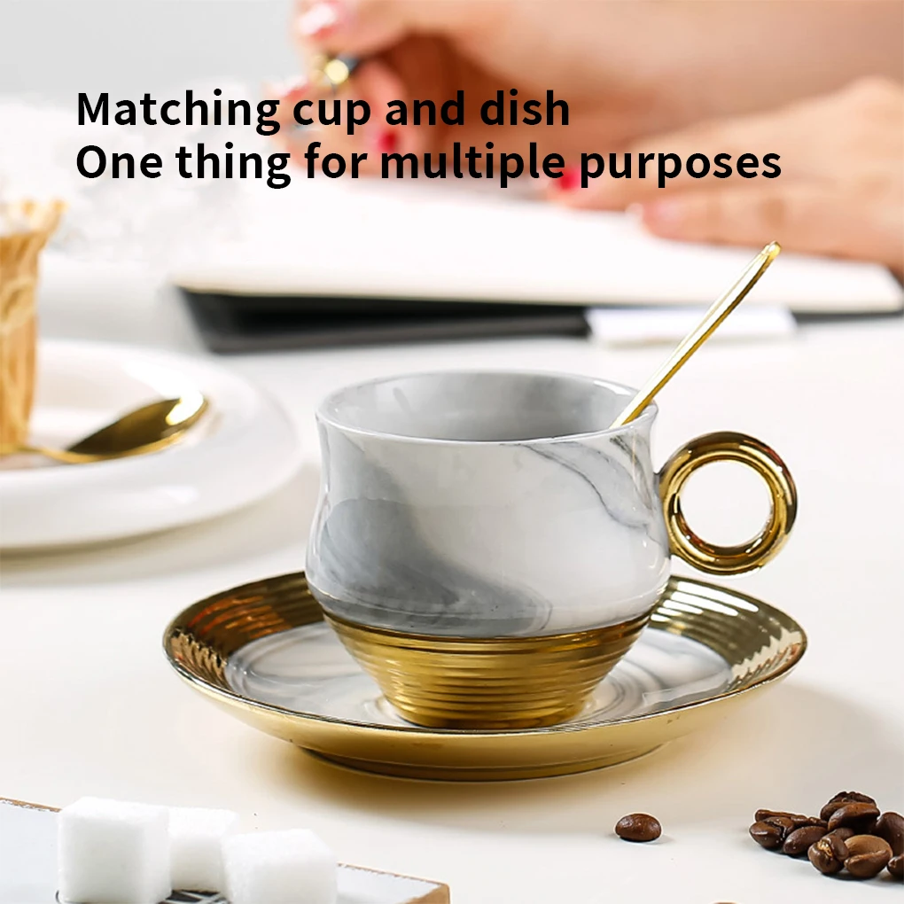 

Ceramic Gold-tracing Coffee Cup Dessert Cups Tea Set Saucer Spoon Mugs Party Coffeeware Home Drinking Accessories Gift