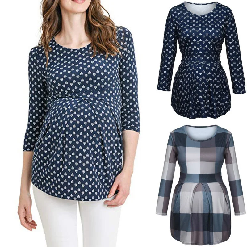 Элегантный топ для беременных женщин плиссированный Повседневный Топ средней