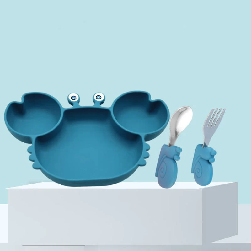 

Детские блюда, силиконовая присоска, милая посуда-краб, детская тарелка для кормления, нескользящая детская посуда для детей