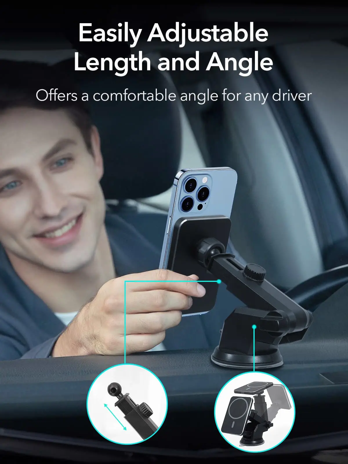 Tanie JMUYTOP Magnetyczny Uchwyt Samochodowy Na Telefon 15W Bezprzewodowa ładowarka Samochodowa Stabilna Deska Rozdzielcza Air Vent Wsparcie Dla IPhone 12 13 14 Series