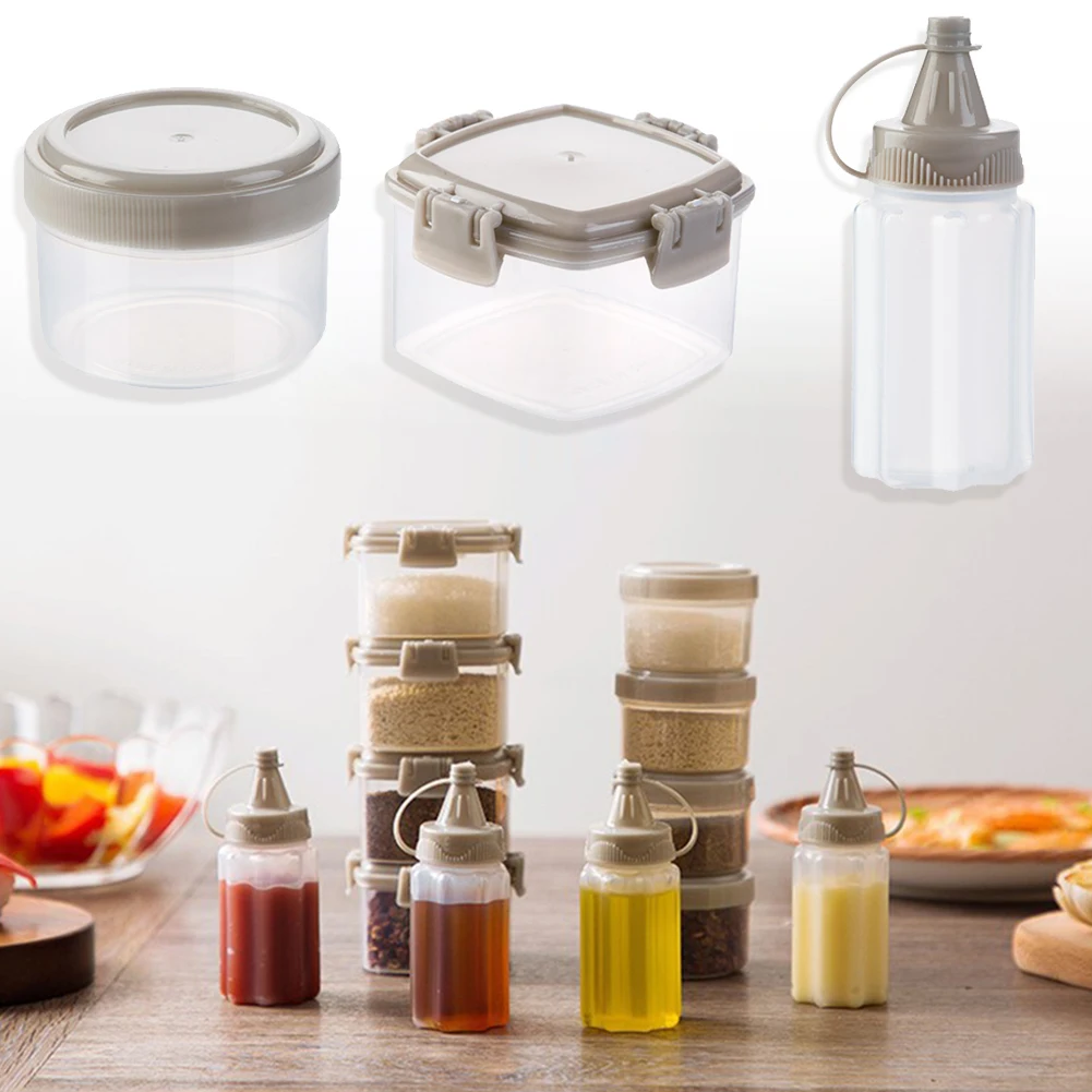 

4PCS/set Portable Mini Sauce Seasoning Box Salad Dressing Jam Squeeze Bottle Kitchen Cooking Accessories Condiment Dispenser