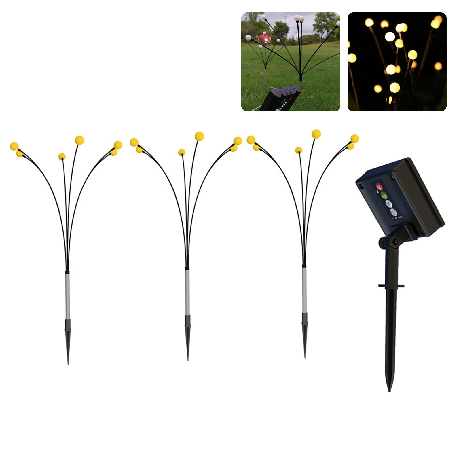 

3pack/5pack 8 Modes Lawn Yard DIY Garden Decor Warm White Solar Firefly Light Outdoor Waterproof Ground Stake Romantic LED Lamp
