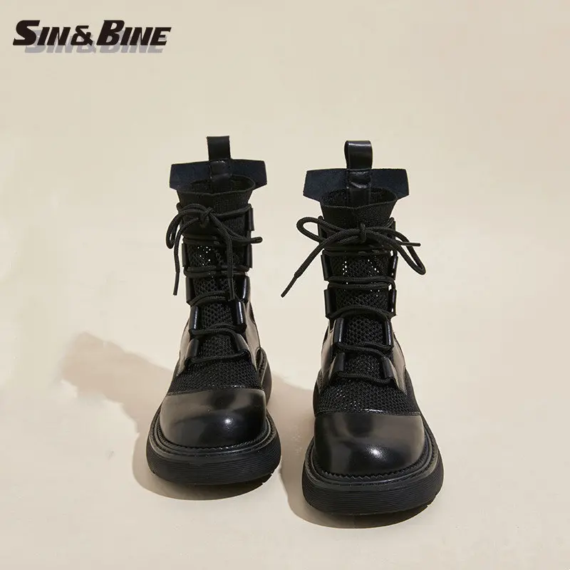 

Ankle Boots Leather Short Boot Shoes Platform Women Round Toe Spring Autumn Non-slip Waterproof Chunky Shoes Fashion Booties
