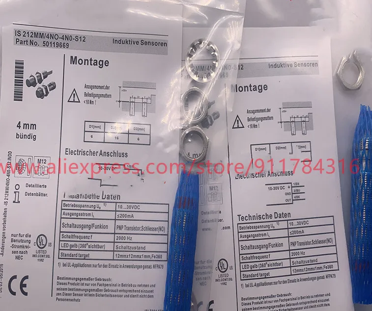 2PCS New High quality inductive proximity switch IS 212MM/2NO-4EO-S12 212MM/2NC-4N0-S12 | Sensors &amp Switches
