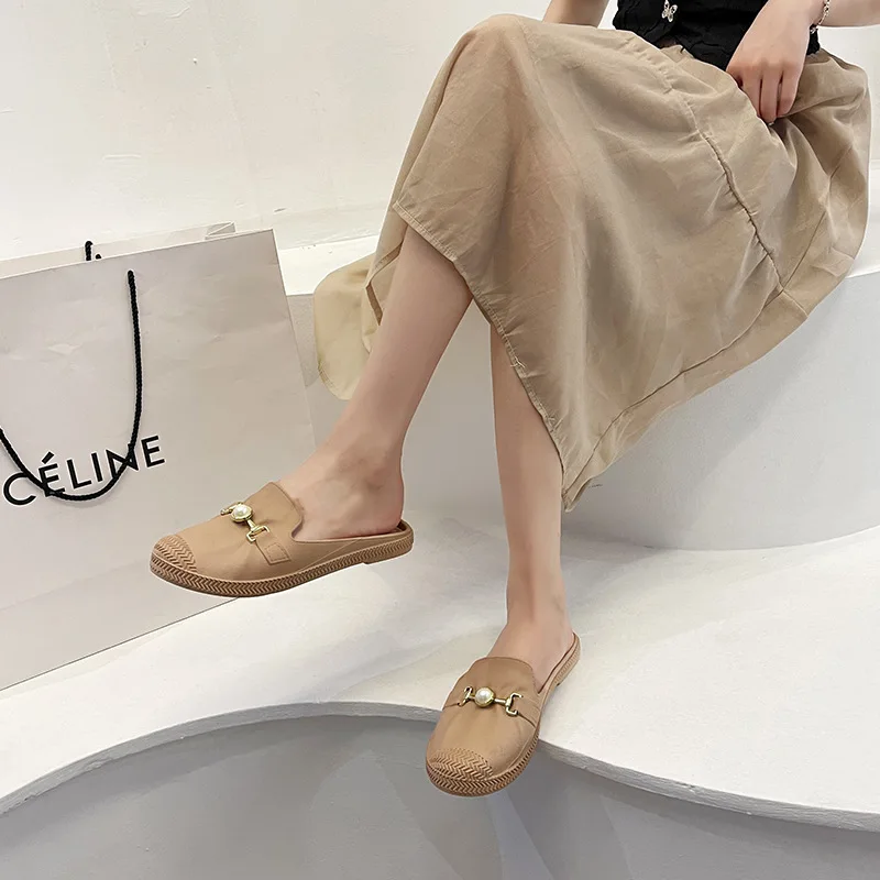 Мюли женские с круглым носком повседневные легсветильник шлепанцы мягкая