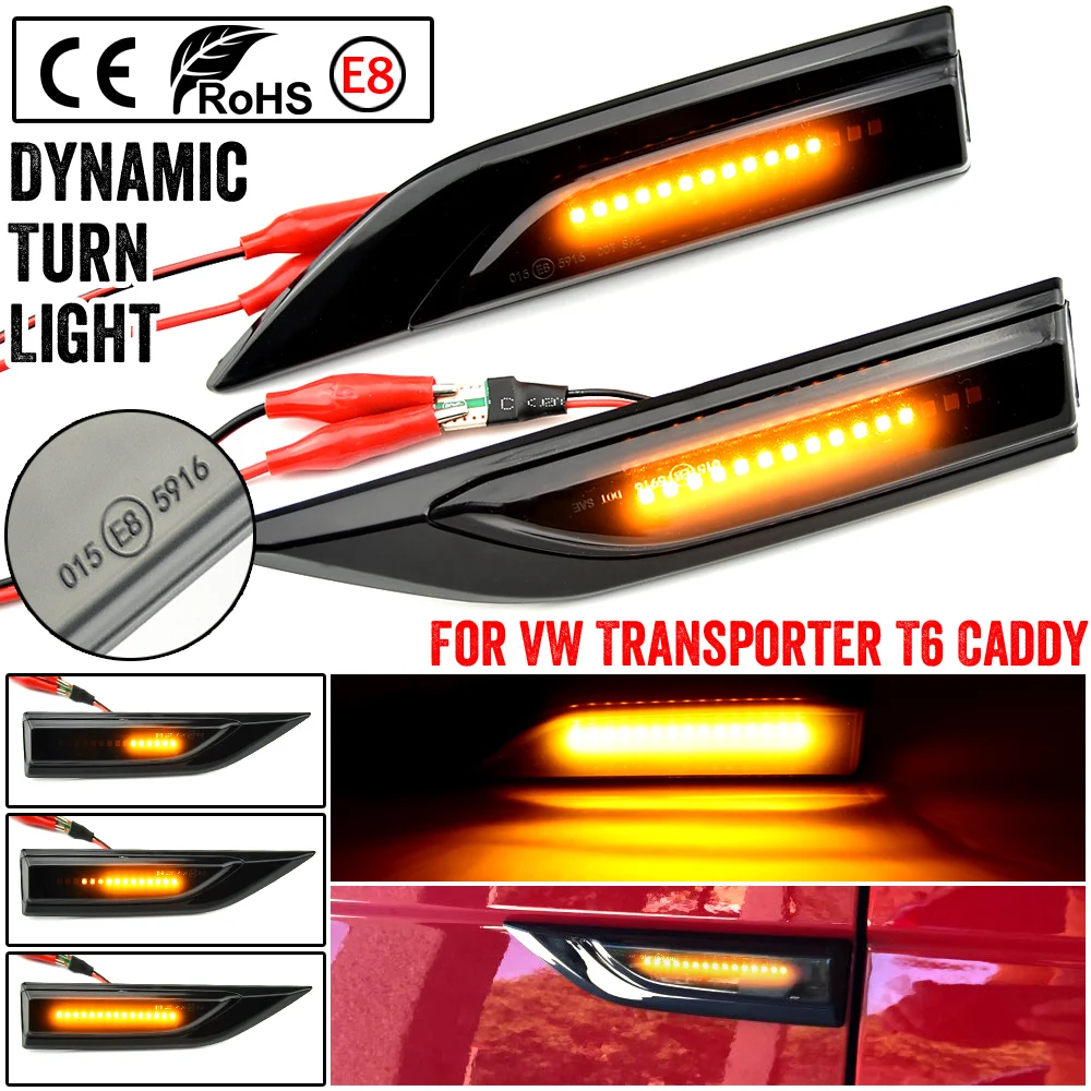 

2 Pieces LED Dynamic Side Marker Turn Signal Light Flashing Indicator For VW Volkswagen Transporter T6 Multivan Caddy MK4