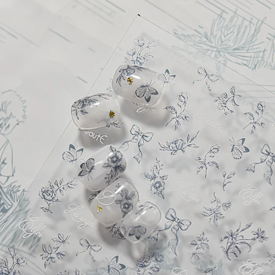 1 лист роза бабочка бант цветок эскиз растений высокое качество наклейки для