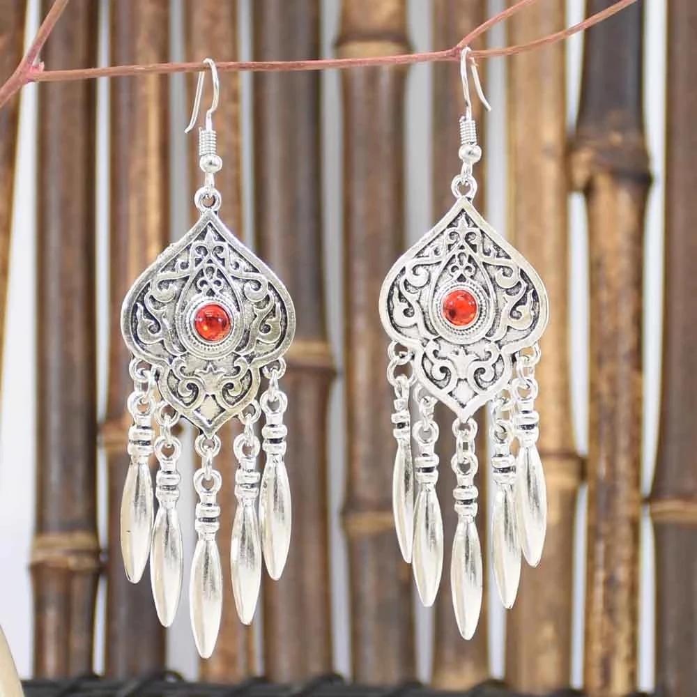 Богемные этнические длинные синие красные акриловые кристаллы женские