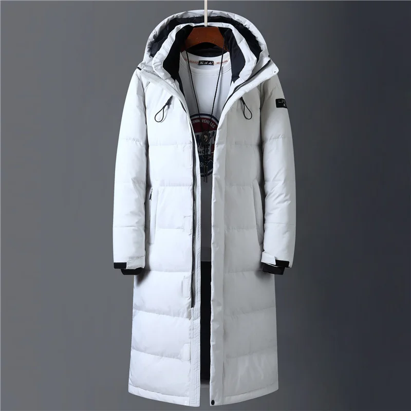 White Men's Puffer Duck Winter Fashion Hooded Down Coat For Men Long Feather Jacket Man Clothes Parkas