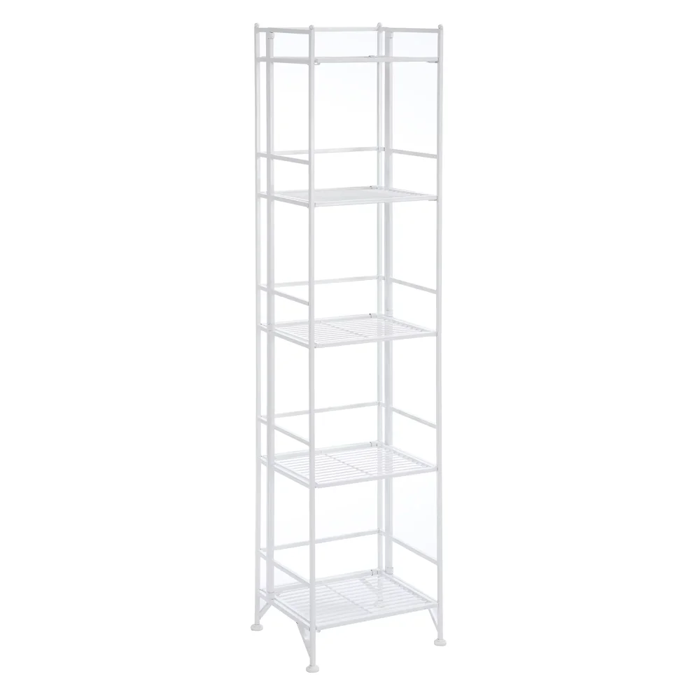 

OIMG Xtra Storage 5 Tier Folding Metal Shelf, White