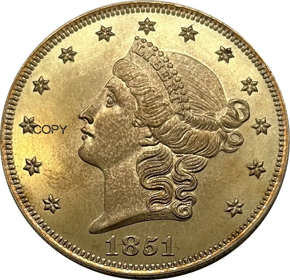 

Коллекционная медная копия монеты США 20 долларов 1851 года