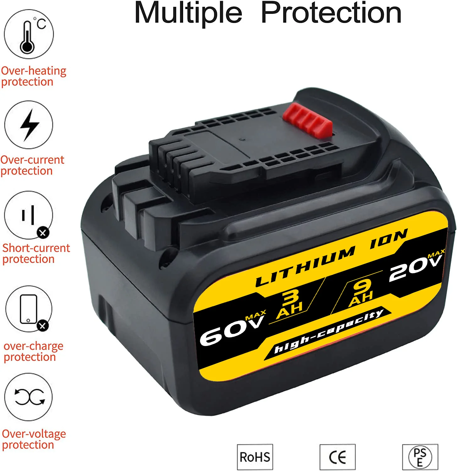 9 0 Ач 20 в/60 В Макс. DCB606 Замена Dewalt В/60 Flexvolt. Аккумуляторная батарея для