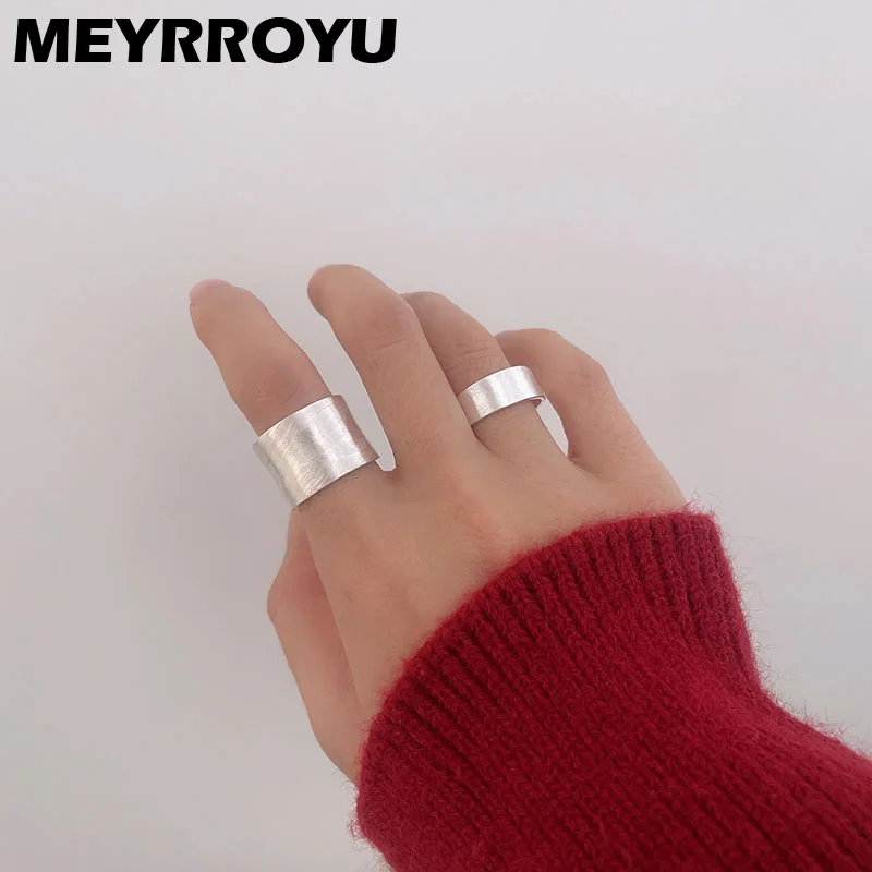 

MEYRROYU Minimalist Brushed Glossy Wide Rings For Women Girl Korean Fashion Trendy New Jewelry Party Ladies Gift кольцо женское